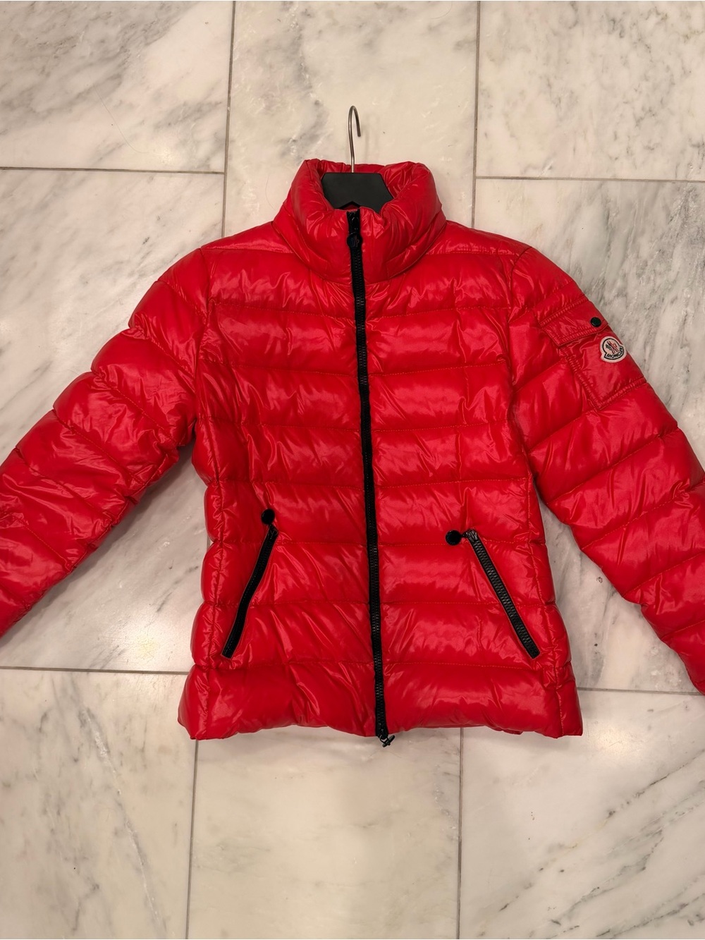 Moncler Red Quilted Puffer Jacket